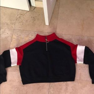 H&M cropped sweater quarter zip